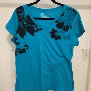 Blue Graphic V-Neck Women's Top